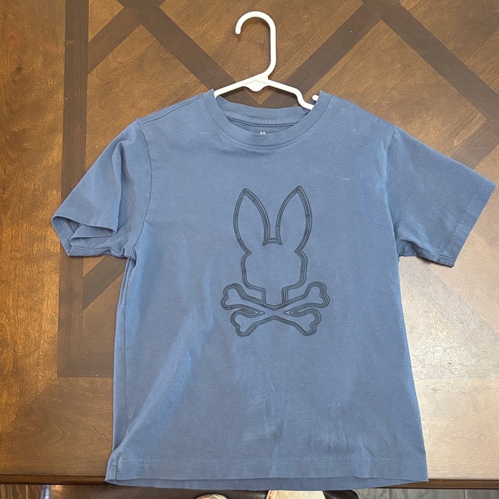 Psycho Bunny Blue Kids Tee with Bunny Skull